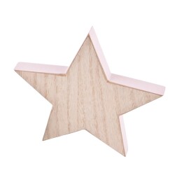 Stern Deko Holz 16x16cm natur-rosa