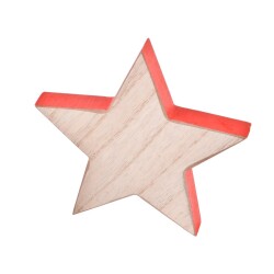 Stern Deko Holz 12x12cm natur-rot
