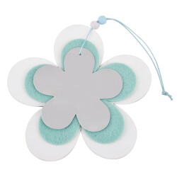 Blume Deko Holz-Filz 15cm mint-weiss