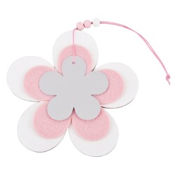 Blume Deko Holz-Filz 12cm rosa-weiss