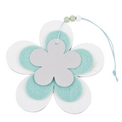 Blume Deko Holz-Filz 12cm mint-weiss