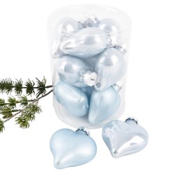 Baumkugel Herzen 10er-Set Glas 6cm blau