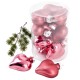 Baumkugel -Herzen- 10er-Set Glas 6cm pink