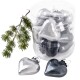 Baumkugel -Herzen- 10er-Set Glas 5cm grau
