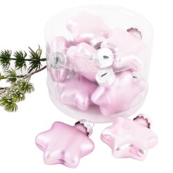 Baumkugel -Sterne- 10er-Set Glas 5cm rosa