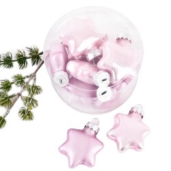 Baumkugel -Sterne- 10er-Set Glas 5cm rosa
