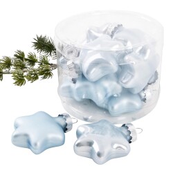 Baumkugel -Sterne- 10er-Set Glas 4cm blau