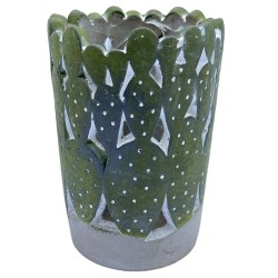 Windlicht -Kaktus- Steinguss 13x11cm grau-grün