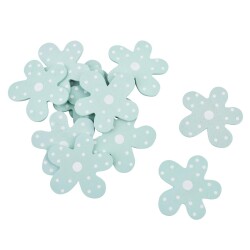 Blüten 12er-Set Streu Deko Holz 4cm aqua-blau
