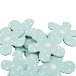 Blüten 12er-Set Streu Deko Holz 4cm aqua-blau