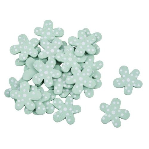 Blüten 24er-Set Streu Deko Holz 2cm aqua-blau