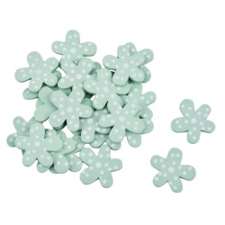 Blüten 24er-Set Streu Deko Holz 2cm aqua-blau