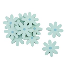Streu-Deko -Blumen- 12er-Set Holz 3cm aqua