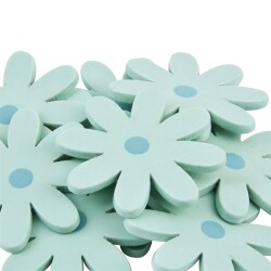 Streu-Deko -Blumen- 12er-Set Holz 3cm aqua