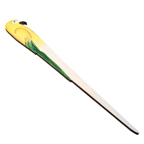 Deko-Stecker -Papagei- Holz 36cm gelb-grün