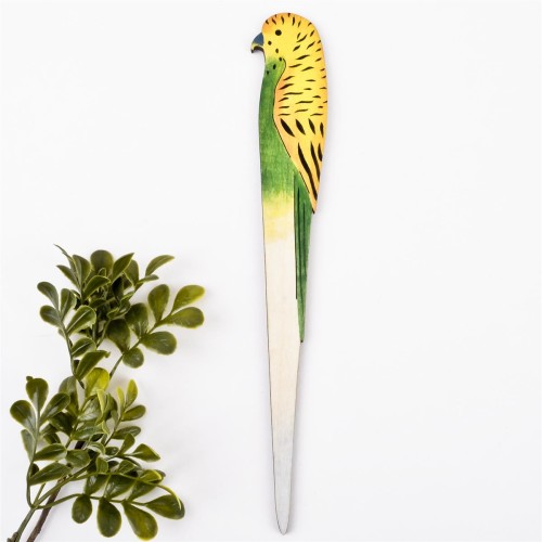 Deko-Stecker -Papagei- Holz 28cm gelb-grün