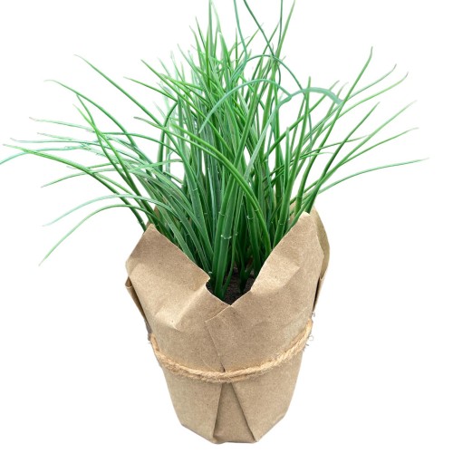 Kunstpflanze -Gras Papiertopf- 30x10cm grün