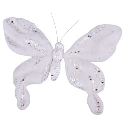 Schmetterling Deko-Clip Stoff 20x20cm weiss