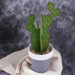 Kaktus Deko Keramik-Holz 24cm grau-grün