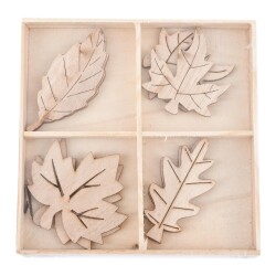 Blätter 8er-Set Deko Holz 5-6-7cm natur