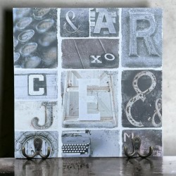 Wandbild -Letters- Garderobe 30x30cm grau