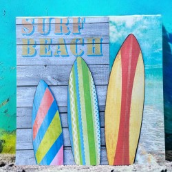 Wandbild 3D -Surf Beach- 50x50cm bunt