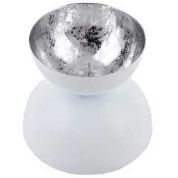 Teelichthalter -Spacy- Metall 9x10cm weiss-silber