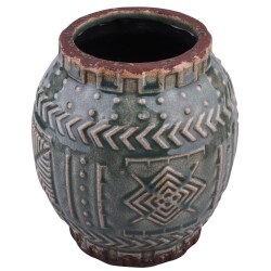 Vase Ethno-Chique Steinguss 18cm petrol-mix