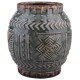 Vase Ethno-Chique Steinguss 18cm petrol-mix
