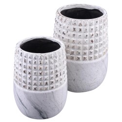 Vase -Mystica- Steingut 21cm grau