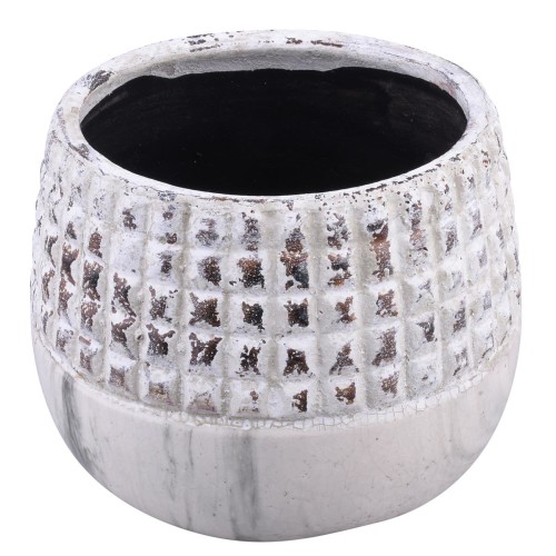 Blumentopf -Mystica- Steingut 15x21cm grau