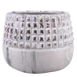 Blumentopf -Mystica- Steingut 15x21cm grau