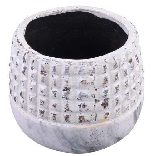 Blumentopf -Mystica- Steingut 10x14cm grau
