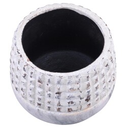 Blumentopf -Mystica- Steingut 10x14cm grau