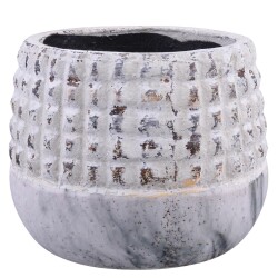 Blumentopf -Mystica- Steingut 10x14cm grau