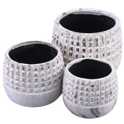 Blumentopf -Mystica- Steingut 10x14cm grau