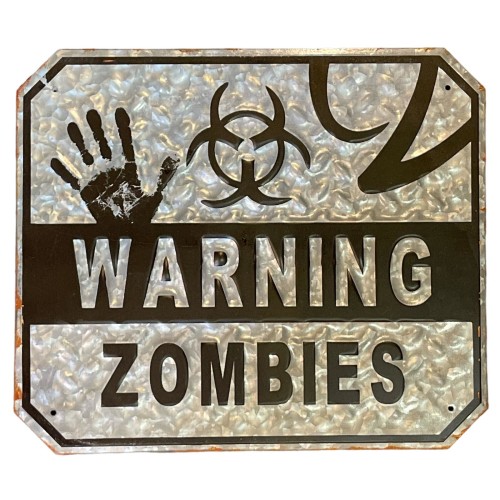 Blechschild -Warning Zombies- 30x35cm silber