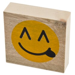 Buchstabe Smiley 1 Deko Block Bauholz 9x9x3cm natur