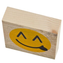Buchstabe Smiley 1 Deko Block Bauholz 9x9x3cm natur