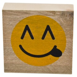 Buchstabe Smiley 1 Deko Block Bauholz 9x9x3cm natur