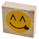 Buchstabe Smiley 1 Deko Block Bauholz 9x9x3cm natur