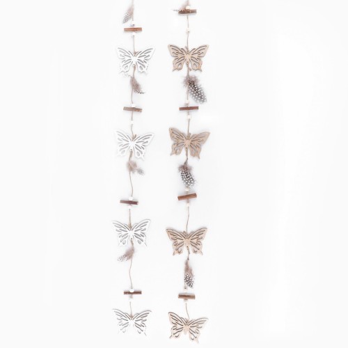 Schmetterling Deko-Girlande 2ass 41cm natur-weiss