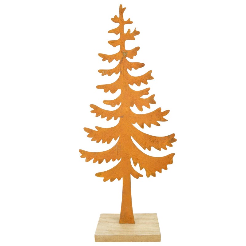 Metall Tannenbaum Dekostecker 50 Cm – Rostbraun, Für Garten & Winterdeko