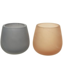Teelichthalter -Orly- 2ass Glas 8cm mehrfarbig