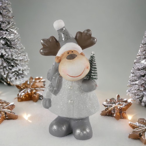 grau Weihnachtsdeko -Charly- Elch Dekofigur, 6,99 17cm Keramik €