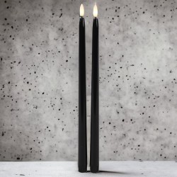 LED Tafelkerze -Gothic- 2er-Set Timer 38cm schwarz