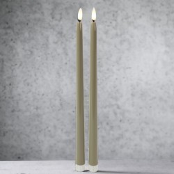 LED Tafelkerze -Gothic- 2er-Set Timer 38cm beige