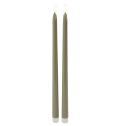 LED Tafelkerze -Gothic- 2er-Set Timer 38cm beige