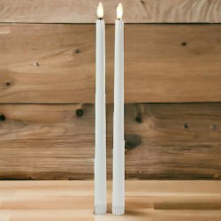 LED Tafelkerze -Gothic- 2er-Set Timer 38cm weiss