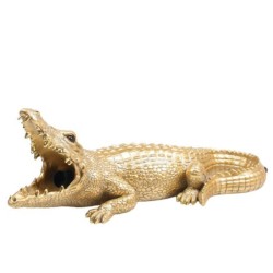 Tischlampe -Krokodil- Resin 47x19cm gold